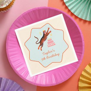 Party Animals Colourful Tiger Kids Birthday Napkin