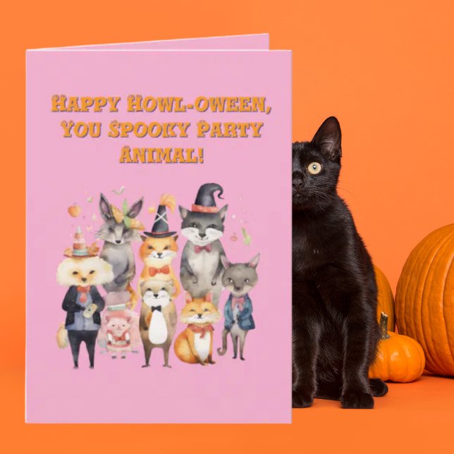 Party Animals Cute Funny photo Halloween cards (Creator Uploaded)