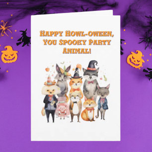 Party Animals Cute Funny photo Halloween cards