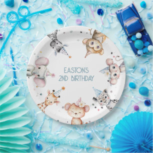 Party animals cute safari boy birthday party paper plate