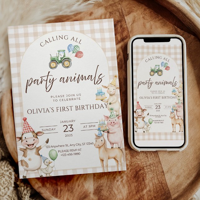 Party Animals Farm Birthday Invitation Barnyard  (Creator Uploaded)