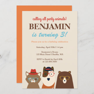 Party Animals Fun Birthday Party Invitation