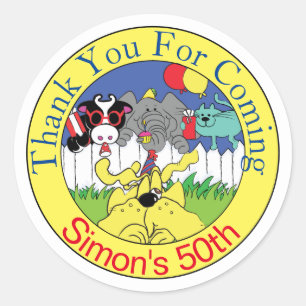 Party Animals funny birthday party Classic Round Sticker