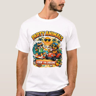 Party Animals Funny Cartoon T-Shirt 