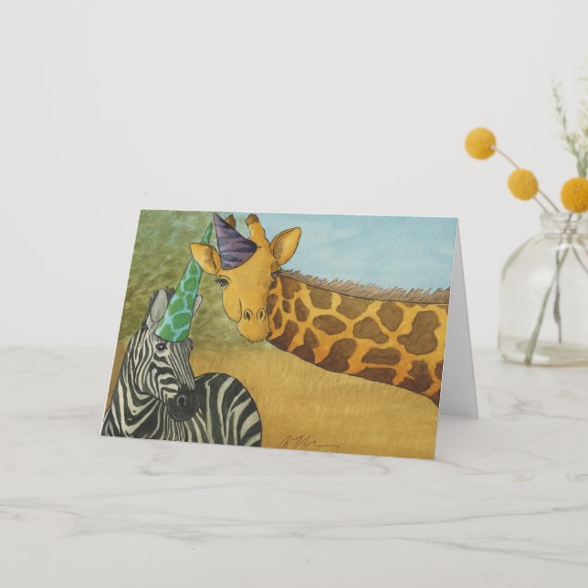 Party Animals: Giraffe/Zebra Card A5 (Front)