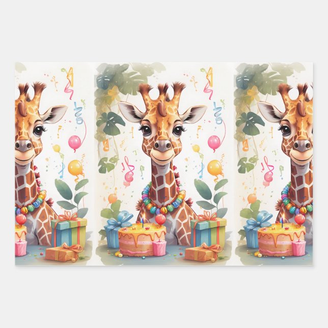 Party Animals: Giraffes |  Wrapping Paper Sheet (Front)