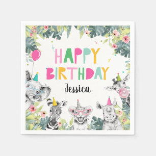 Party Animals Girl Safari Animals Birthday Party C Napkin