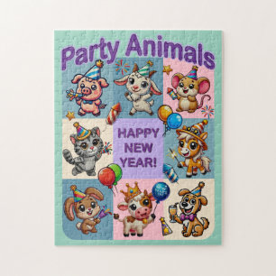 Party Animals "Happy New Year" Jigsaw Puzzle