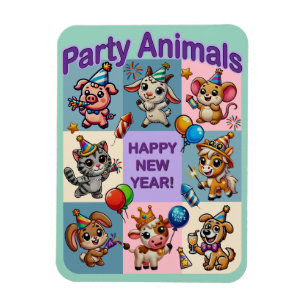 Party Animals "Happy New Year" Magnet