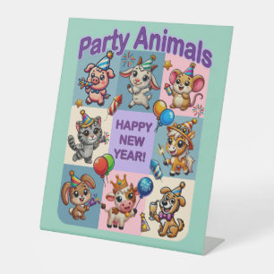 Party Animals "Happy New Year" Pedestal Sign
