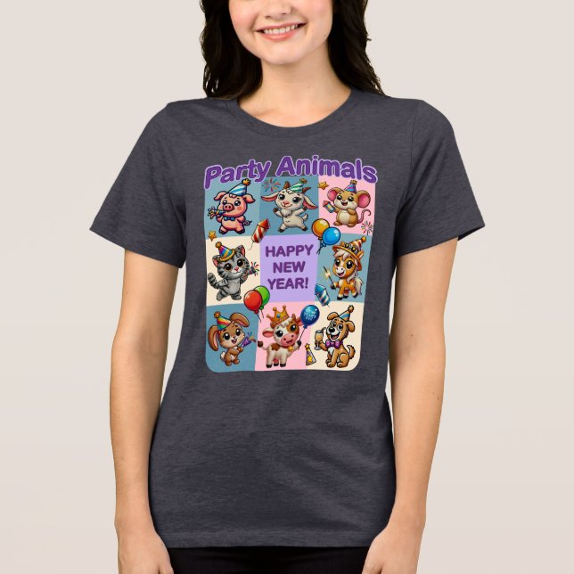 Party Animals "Happy New Year" Tri-Blend Shirt (Front)