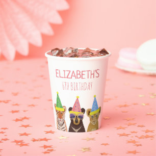 Party Animals Illustration Birthday  Paper Cups