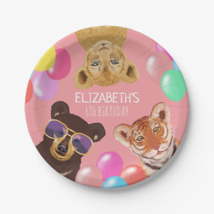 Party Animals Illustration Birthday Paper Plate