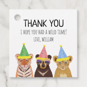 Party Animals Illustration Birthday Thank You Favour Tags
