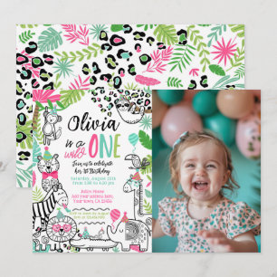 Party Animals, Jungle Safari 1st Birthday Invitation