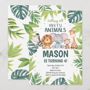 Party Animals Jungle Safari Birthday Invitation
