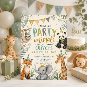 Party Animals Kids Birthday Invitation
