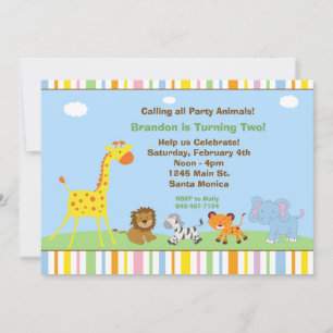 Party Animals Kids Birthday Party Invitation