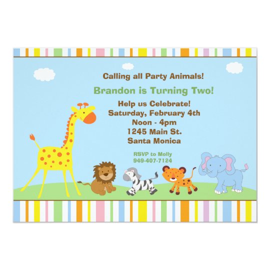 Party Animals Kids Birthday Party Invitation