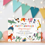 Party Animals Kids Birthday Party Invitation<br><div class="desc">Get ready to celebrate with a "Party Animals" themed kids' birthday invitation! This fun and festive design features adorable, colourful animals wearing party hats, surrounded by balloons, presents, and a birthday cake. Perfect for a lively and cheerful birthday celebration, this invitation can be customised with your event details. Available as...</div>