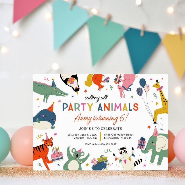 Party Animals Kids Birthday Party Invitation (Creator Uploaded)