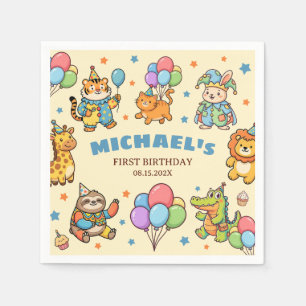 Party Animals Kids' Birthday Party Whimsical ZOO Napkin