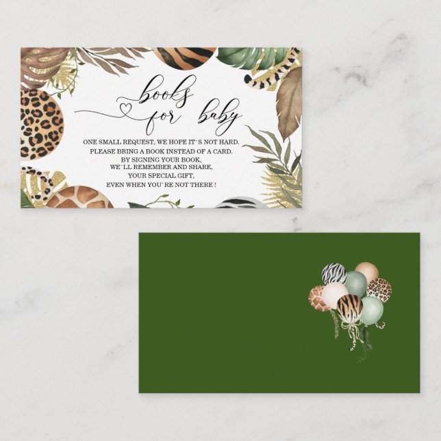 Party animals leopard print jungle wild baby showe enclosure card (Front/Back)