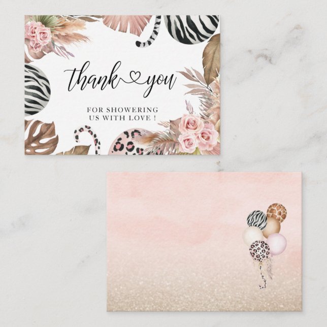 Party Animals Leopard Print Jungle Wild thank you Card (Front/Back)