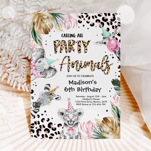 Party Animals Leopard Print Wild Safari Birthday Invitation (Creator Uploaded)