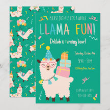 Party Animals Llama Birthday Girls Green