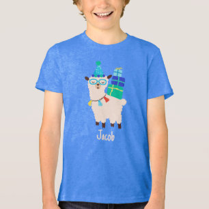 Party Animals Llama Birthday Kids Tri-Blend Shirt