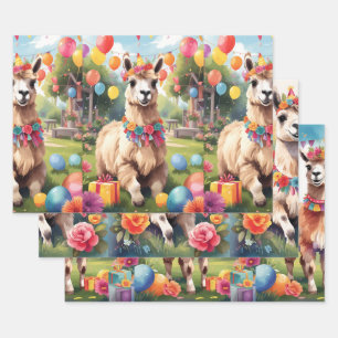 Party Animals: Llamas v1 Wrapping Paper Sheet