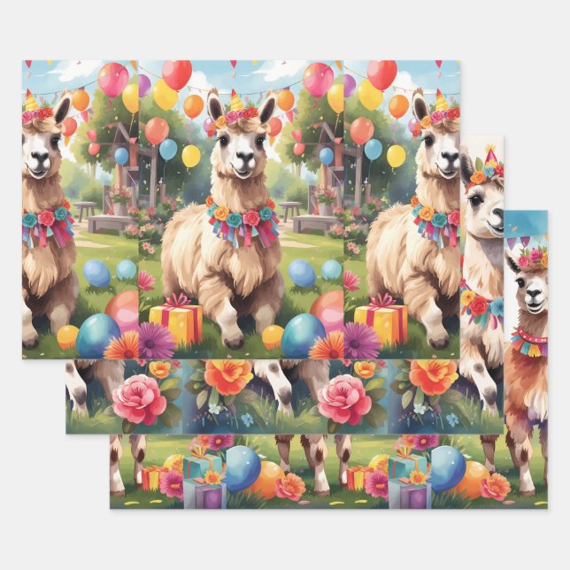Party Animals: Llamas v1 |  Wrapping Paper Sheet (Set)