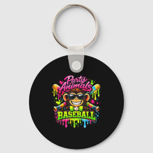 Party animals meme baseball funny monkey key ring