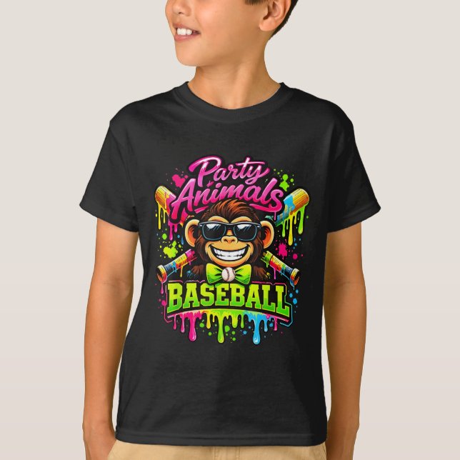 Party animals meme baseball funny monkey  T-Shirt (Front)