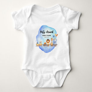 Party Animals on Train Jungle Birthday Party Baby Bodysuit
