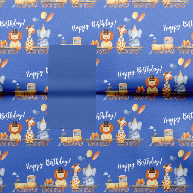 Party Animals on Train Kid Jungle Happy Birthday Tissue Paper (Creator Uploaded)