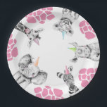Party Animals Paper Plates | Girl Party Animals<br><div class="desc">Party Animals Paper Plates.
See coordinating designs in my shop! https://www.zazzle.com/collections/party_animals_pink-119611174041101742</div>