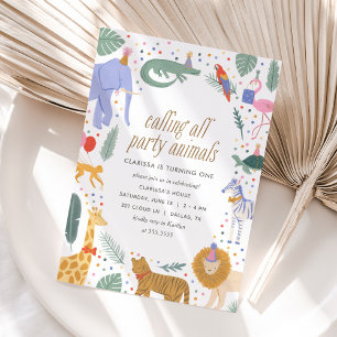 Party Animals Safari Birthday Party Invitation