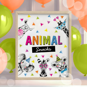 Party Animals Safari Food Animals Snacks Birthday Poster