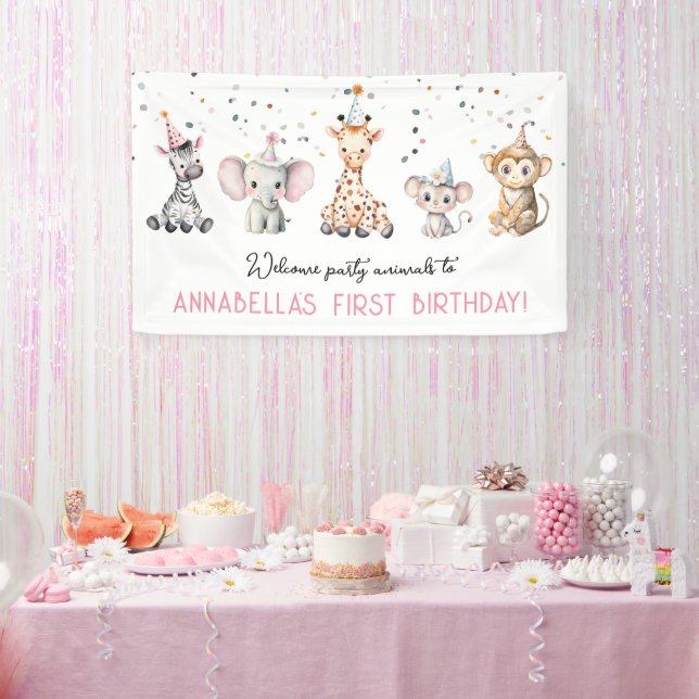 Party animals safari girl birthday welcome sign  (Party)