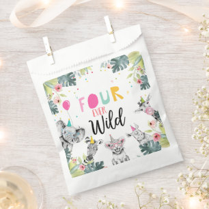 Party Animals Safari Girl Four Ever Wild Birthday Favour Bags