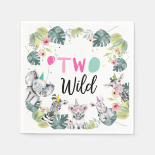 Party Animals Safari Girl Pink Second Birthday 2nd Napkin