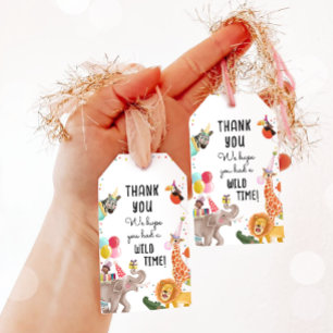 Party Animals Safari Girl Pink Thank You Wild Time Gift Tags
