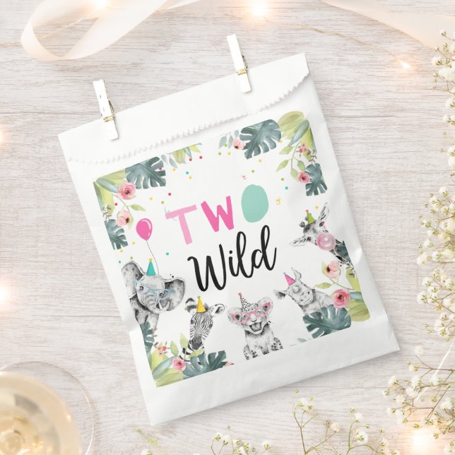 Party Animals Safari Girl Two Wild Second Birthday Favour Bags (Clipped)