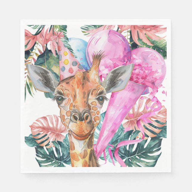 Party Animals Safari Jungle Wild One Birthday  Napkin (Front)