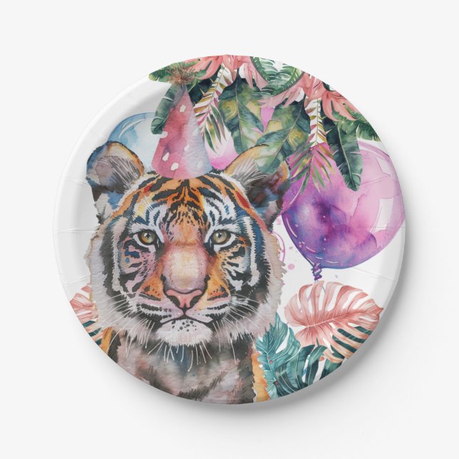 Party Animals Safari Jungle Wild One Birthday  Paper Plate (Front)