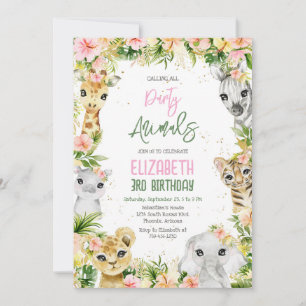 Party Animals Safari Jungle Zoo Kids Birthday Invitation