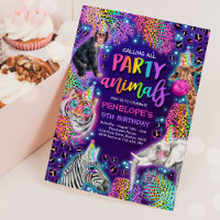 Party Animals Safari Neon Rainbow Cheetah Birthday
