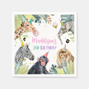 Party Animals Safari Wild Anima Zoo Birthday Napkin